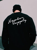 Black Signature Crew Sweatshirt - Surf T-shirt  - streetwear t-shirt hyphersupply - Hypher Supply