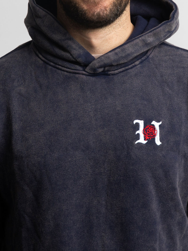 Washed Navy Rose Hood